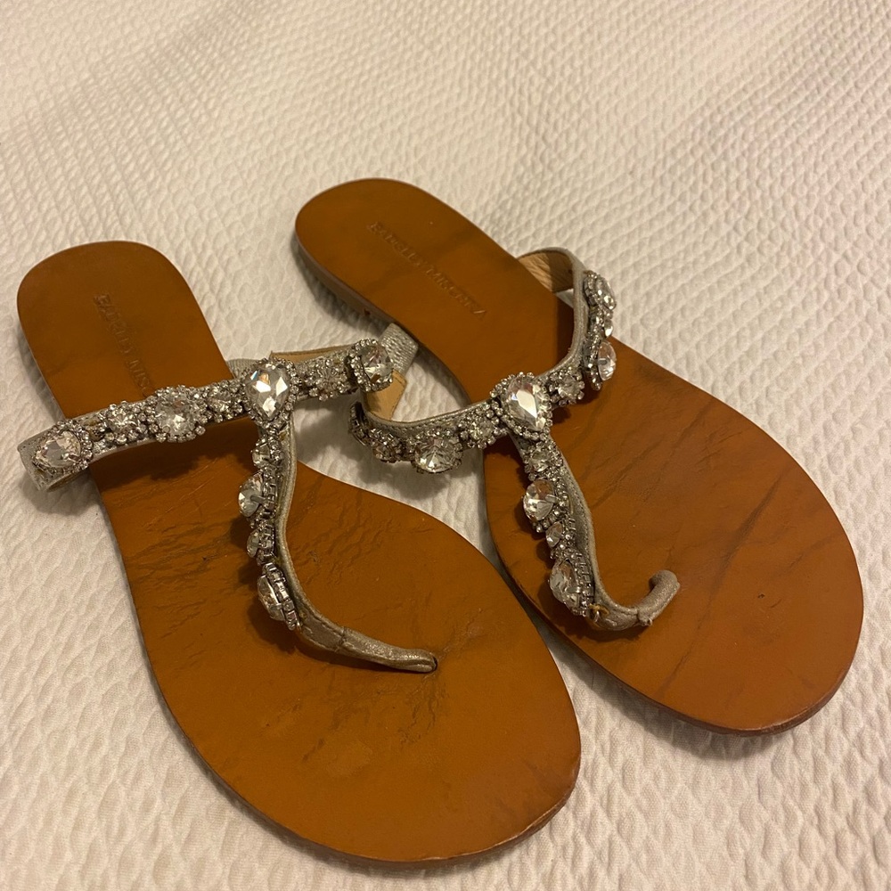 Badgley Mischka Rhinestone Thong Sandals